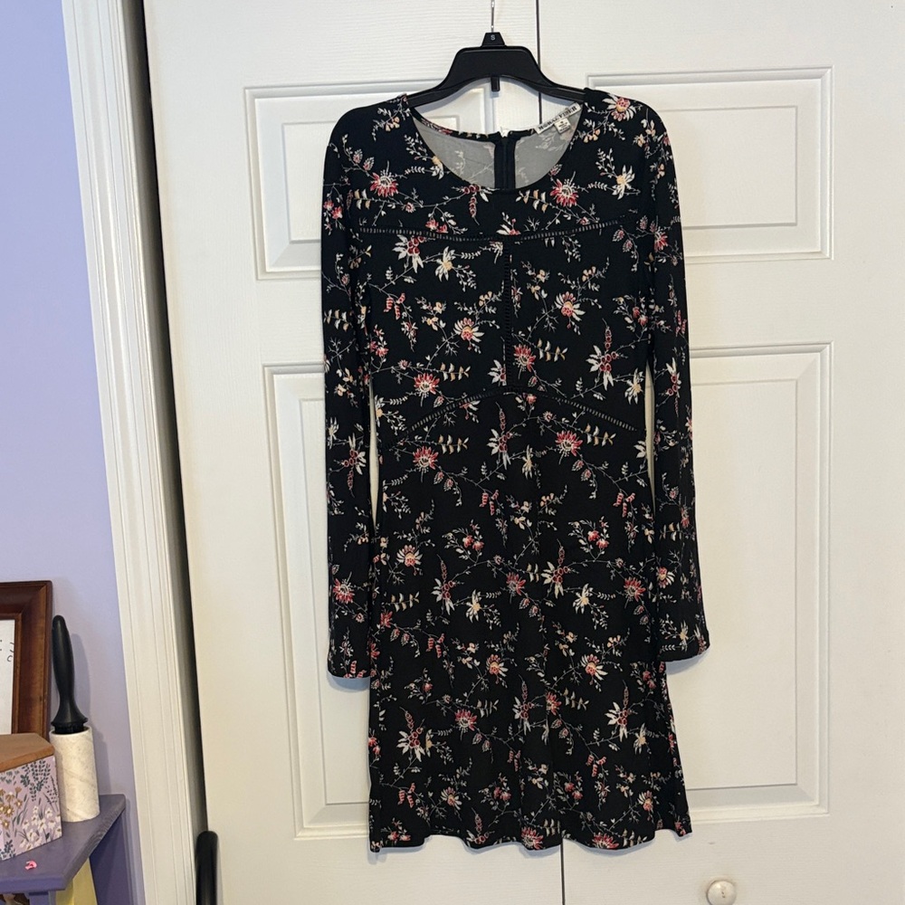 Moral Fiber Black Floral Long Sleeve Dress